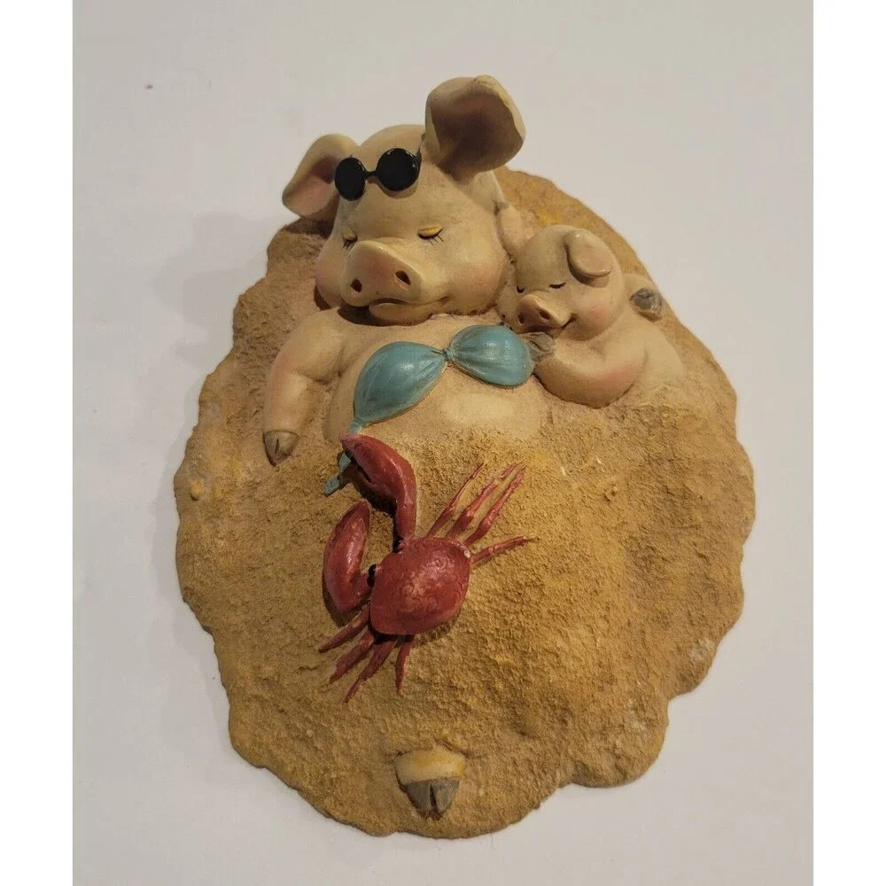 Pig Sun Bathing Beach Mom Sunglasses & Bikini Piglet in Sand
